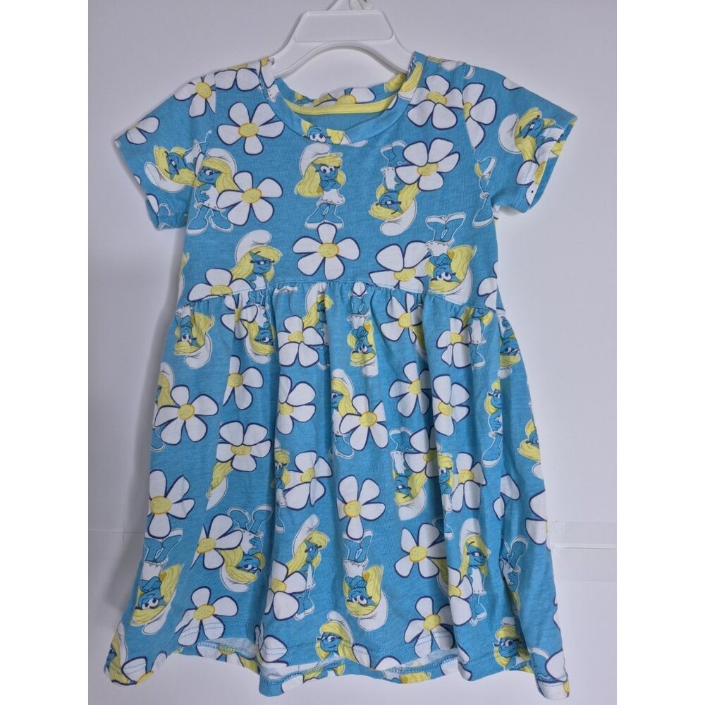 Smurfs Smuffette Blue Floral Toddler Girls Dress Size 3T